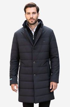 Мужская зимняя классическая синяя куртка-пальто C-019
