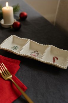 Різдвяне блюдо з трьома відділеннями - білий