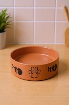Кам’яна миска для кота - коричневий