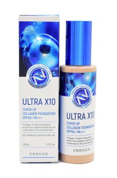 Уценка! Тональный крем для лица Enough Ultra X10 Cover Up Collagen Foundation SPF 50+ PA +++, 21, 100 мл