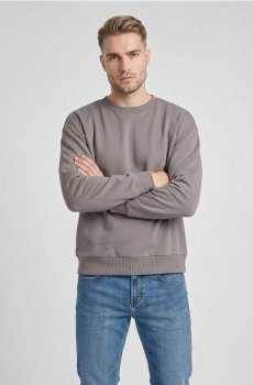 Кофта crewneck comfort fit з домішкою бавовни - темно-сірий