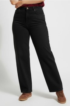 Wide leg джинси з ефектом прання Plus size - чорний