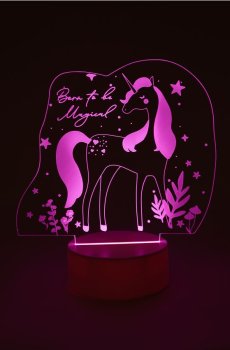 LED-лампа з мотивом єдинорога та написом - білий