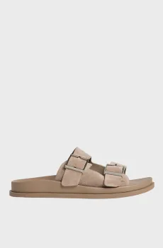 Женские коричневые замшевые слайдеры CITY BUCKLE Коричневый 36 Calvin Klein HW0HW03130