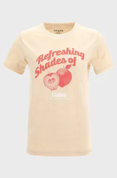 Женская бежевая футболка RN FRUITS TEE Бежевый S Guess W3GI24.I3Z14