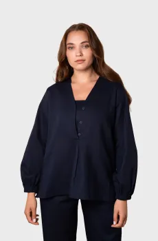 Женская темно-синяя блуза Синий M brabrabra HOM2424114