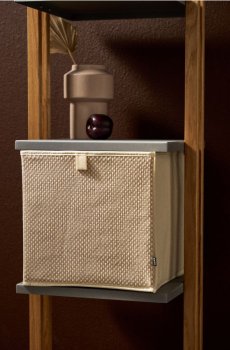 Кошик для зберігання з плетеним фронтом - бежевий