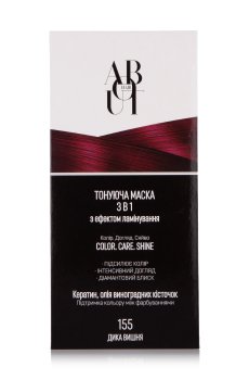 Тонирующая маска для волос ABOUT Hair Color, Care, Shine 3 в 1 с эффектом ламинирования 155 Дикая вишня, 30 мл