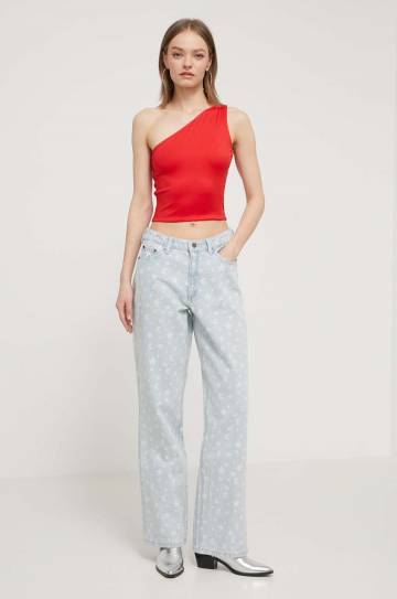 Топ Tommy Jeans женский цвет красный Топ Tommy Jeans женский цвет красный