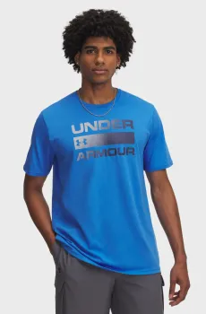 Мужская синяя футболка UA TEAM ISSUE WORDMARK SS Синий L Under Armour 1329582-402