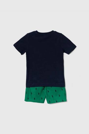 Детская хлопковая пижама Polo Ralph Lauren цвет зелёный узор Детская хлопковая пижама Polo Ralph Lauren цвет зелёный узор
