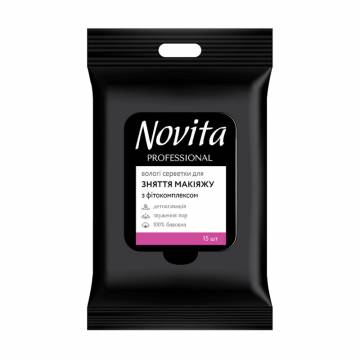 Влажные салфетки для снятия макияжа Novita Professional с фитокомплексом, 15 шт Влажные салфетки для снятия макияжа Novita Professional с фитокомплексом, 15 шт