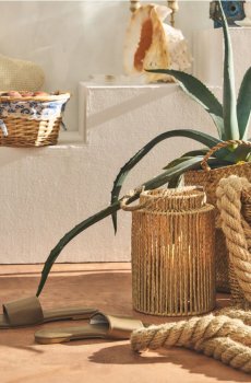 Плетений ліхтар - бежевий