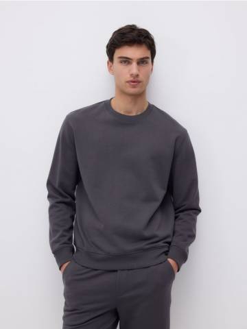 Reserved - Бавовняний світшот regular fit - темно-сірий - 553EF-90X Reserved - Бавовняний світшот regular fit - темно-сірий - 553EF-90X