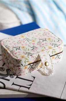 Шкатулка з відділеннями та дзеркалом з квітковим мотивом - різнобарвний