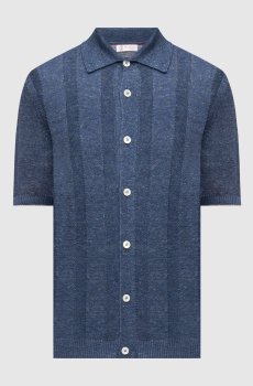 Синий кардиган с льном