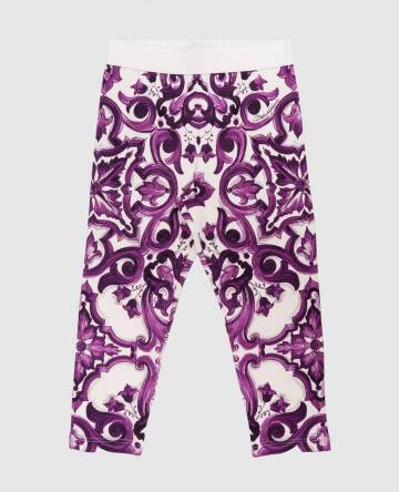 Детские белые леггинсы в принт