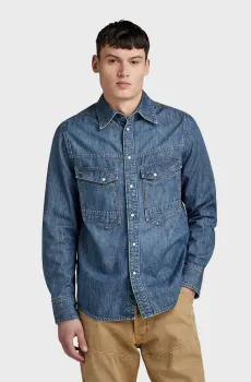 Мужская синяя джинсовая рубашка Dakota regular shirt Синий S G-Star RAW D23006,D539