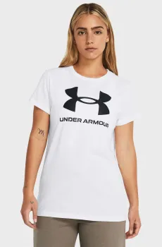 Женская белая футболка UA W SPORTSTYLE LOGO SS Белый M Under Armour 1356305-111