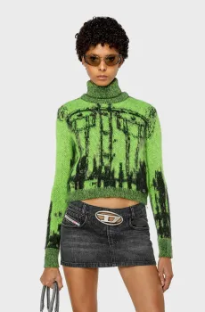 Женский салатовый шерстяной свитер M-SYMI Салатовый XS Diesel A11181 0BMAL