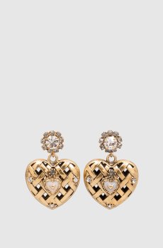 Золотые серьги в форме ажурного сердца