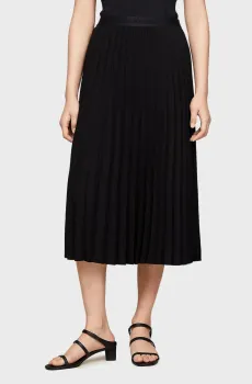 Женская черная плиссированная юбка FLUID PLEATED MIDI SKIRT Черный S Tommy Hilfiger WW0WW41793