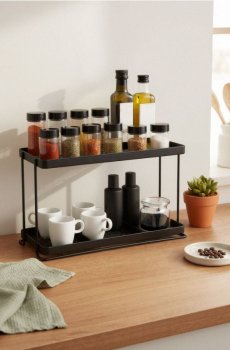 Металева настінна полиця - чорний