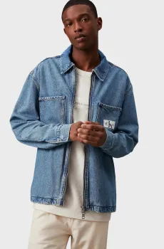 Мужская синяя джинсовая рубашка ZIPPER DENIM SHIRT JACKET Синий S Calvin Klein Jeans J30J325766