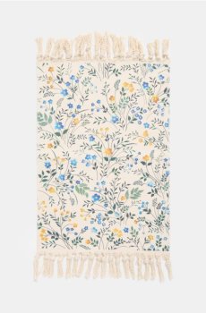 Килим із квітковим візерунком і китицями - нюдовий