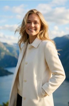 Класичне пальто з коміром - світло-жовтий