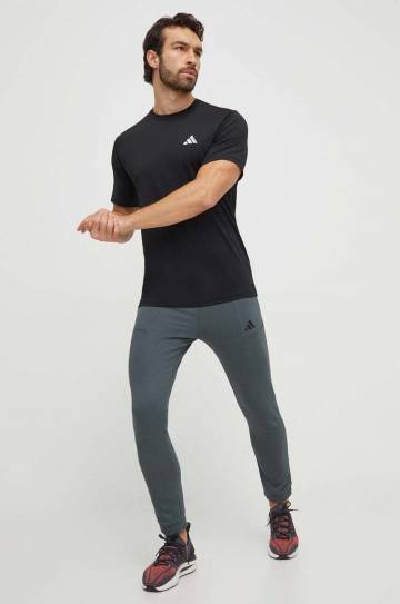 Тренировочные брюки adidas Performance цвет зелёный однотонные Тренировочные брюки adidas Performance цвет зелёный однотонные
