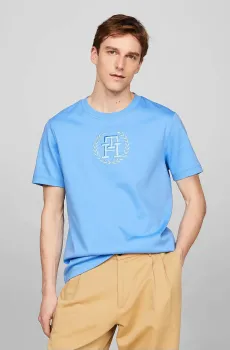 Мужская голубая футболка TONAL LAUREL EMBRO TEE Голубой XXL Tommy Hilfiger MW0MW34394