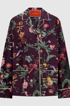 Бордовая блузка из шелка в стиле пижамы