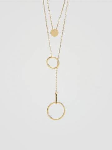 Reserved - Набір намист з підвісками - золотий - 311FD-GLD