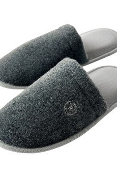 Мужские домашние тапочки Twins HS-OZ Lama войлочные, с вышивкой, графит, размер 40-41 (27 см)