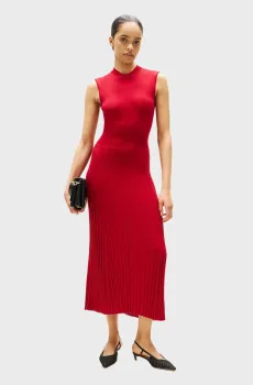 Женское красное платье LYOCELL SILK SL MOCK Красный S Tommy Hilfiger WW0WW45653