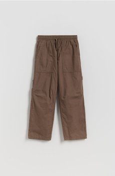 Reserved - Бавовняні штани-парашути - темно коричневий - 632FM-89X