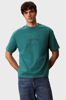 Мужская бирюзовая футболка 6S LINEN APPLIQUE MONOLOGO Зеленый S Calvin Klein Jeans LV04RG814G