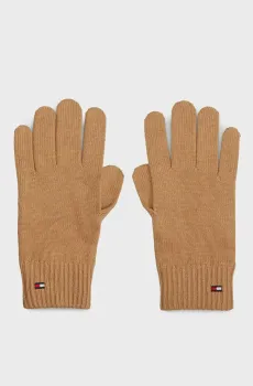 Женские бежевые перчатки ESSENTIAL FLAG GLOVES Бежевый ONESIZE Tommy Hilfiger AW0AW16435