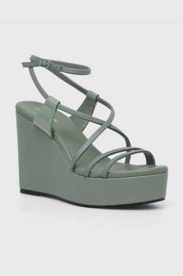 Кожаные сандалии Calvin Klein WEDGE цвет зелёный HW0HW01952 Кожаные сандалии Calvin Klein WEDGE цвет зелёный HW0HW01952
