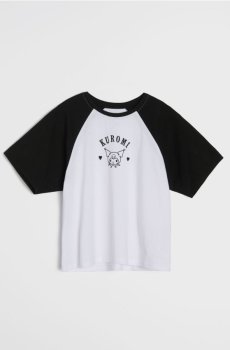 Бавовняна футболка з принтом Kuromi - чорний