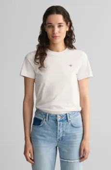 Женская белая футболка REG SHIELD SS T-SHIRT Белый L Gant 4200200