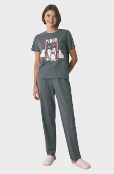 Женская серая пижама (футболка, брюки) Pingu Серый S womensecret 3132246
