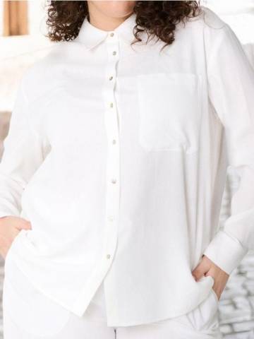 Сорочка зі змішаною тканиною з льоном PLUS SIZE - кремовий Сорочка зі змішаною тканиною з льоном PLUS SIZE - кремовий