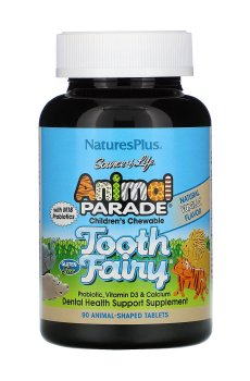 Витамины для детей NaturesPlus Animal Parade Tooth Fairy для здоровья зубов, со вкусом ванили, 90 жевательных таблеток