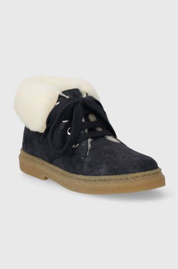 Детские замшевые зимние ботинки Pom Dapi TRIX FUR G цвет синий