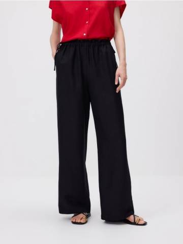 Reserved - Штани з високим вмістом льону - чорний - 688AC-99X