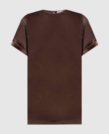 Коричневый топ из шелка