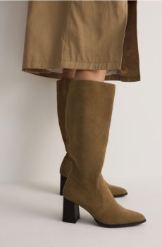 Reserved - Замшеві чоботи на підборах - золотисто-коричневий - 257CQ-82X