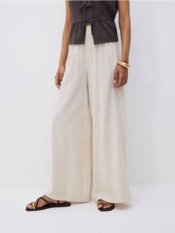 Reserved - Широкі штани - кремовий - 877HF-01X